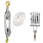 4000lbs Rope Pulley Hoist with Metal Bearing Pulley Block and Tackle System 20m 