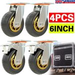 4 PCS Heavy Duty Double Bearing 1000KG 150mm Rubber Swivel Castor Wheels Trolley