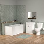 Nes Home Bathroom Suite 1600mm Square Bathtub With 500mm Vanity and Toilet