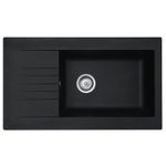 Liquida KAV860BL 1.0 Large Bowl Composite Compact Black Kitchen Sink 860x500mm