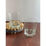Vintage Octagonal Clear Glass Rocks Glasses Set of 2 Geometric Lowball Tumblers