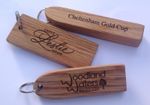 Solid engraved Oak wooden personalised hotel key fobs tags