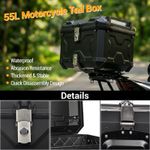 55L Motorcycle Rear Top Box Luggage Storage Case Black PP Tail Carrier Trunk