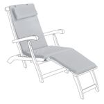 Grey Outdoor Replacement Sun Lounger Cushion Garden Steamer Chair Seat Pad
