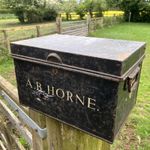 Antique Tala Black Metal Deed Storage Box A.B. HORNE 35x23x21cm