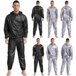 UK Men's Sauna Suit Weight Loss Sweat Suit Gym Workout with Jacket Hood Outfits