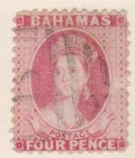 (F193-38) 1882-9 Bahamas 4d rose QVIC stamp (AM)