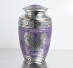 Adult Cremation Ashes Large Funeral Urn Purple And Silver Angel Wing