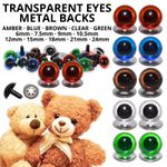 Transparent Colour Eyes with Metal Safety Backs - Teddy Bear Soft Toy Doll Makes