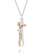 925 Sterling Silver Gold Hug Couple Pendant Necklace Love Heart Women Jewellery