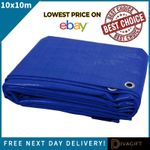 10M x 10M HEAVY DUTY WATERPROOF TARPAULIN EYELETS COVER GROUND SHEET TARP NEW