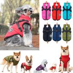 Dog Coat Waterproof With Harness Jacket Raincoat Winter Zip Coats Pet Hole Warm