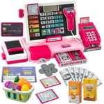 Kids Cash Register Toy Playset with Real Calculator, Pretend Play Store Toy