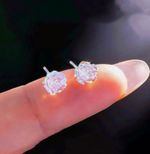 925 Sterling Silver Crystal Rose Flower Stud Earrings Women Jewellery Girl Gift