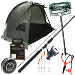 COMPLETE STARTER BEGINNER FISHING KIT SET ROD REEL FLOATS HOOKS SHOT NET SHELTER