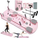 Gonggi 4-in-1 Portable Pilates Board Set & Ab Roller Pink