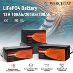 12V 300Ah 100Ah Lithium LiFePO4 Battery BMS 15000+ Deep Cycles Rechargeable