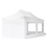 3x6m PES Pop Up Gazebo marquee Steel 30 mm Sidewalls with Panorama Windows white