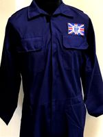 Retro BP Motor Spirit Badged Zip Front Navy Boiler Suit Overalls Size XL 46-48"