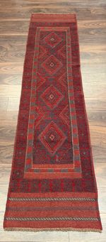A DELIGHTFUL NEW HANDMADE TRADITIONAL MOSHVANI AFGHAN WOOL ON WOOL RUNNER248x60+