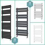 Designer Flat Panel Heated Bathroom Towel Rail Radiator Chrome White Grey Black