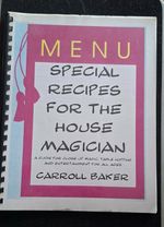 Menu Special Recipes for the House Magician - Carroll Baker - RARE Magic Book