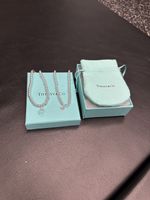 Tiffany Blue Heart Tag Bead Necklace in Silver, 18 inches length