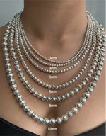 925 Sterling Silver Ball Bead Chain Necklace 1.5, 3, 4, 5, 6, 8 & 10 mm Diameter