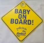 BABY ON BOARD CAR SIGN CLEAR AND BRIGHT BABY CHILD AWARENESS SAFETY YELLOW