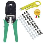 RJ45 RJ11 Crimping LAN Tool Ethernet Cable + Stripper + 25 RJ45 Ends 25 Boots