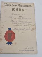 1933 Vintage " TROCADERO RESTAURANT MENU"  LONDON- J.LYONS& CO LTD