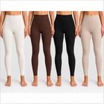 Ladies Premium Ribbed Leggings Womens High Waist Stretch Soft Trousers UK NEW