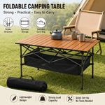 95x55x50 cm Foldable Roll-up Camping Picnic Table portable w/ Storage Party BBQ