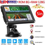 5'' Car Truck Sat Nav GPS Navigation 8GB Free Lifetime UK&EU Maps Touch Screen