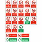 No Smoking Signs - Self-Adhesive - Various Designs - Multiple Sizes - Durable