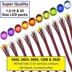 Miniature Pre Wired LEDs 0402 0603 0805 1206 3256 Model Railway Lights 2V 3V