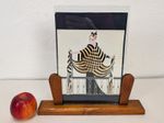 Antique Art Deco Oak Wood 2 Sided Photo Frame Free Standing Picture Stand 11in T