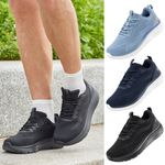 FitVille Mens Wide Fit Walking Shoes Lightweight Non-Slip Cushioned Trainers