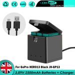 3x 2500mAh 3.89V Battery + Fast Charger For Gopro Hero 13 Black Action Camera