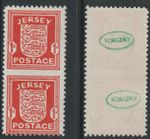 JERSEY - 1941 ARMS 1d scarlet vertical pair IMPERF BETWEEN mnh FORGERY