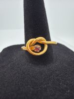 Gold Tone Knot Ring Purple Stone Size 8 Vintage Style Unmarked