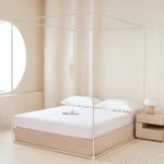 Beyeutao White Canopy Bed Frame King W 59.1" x L 78.7" (1 Panels), White-king