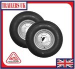 Pair of 5.00 X 10" Trailer Wheels 4ply 4" PCD - *FREE Delivery*