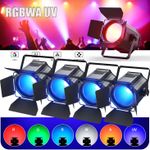 4x 200W RGBWAUV LED COB Par Spotlight DMX Stage Light Church Theater Party Show