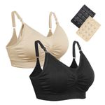 Aigori Nursing Maternity Bras Pack of 2 Black & Beige or Pink SMALL