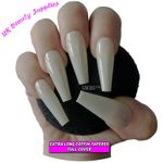 600x Extra Long COFFIN False Nails T Shape NATURAL Press On Full Cover Nail Tips
