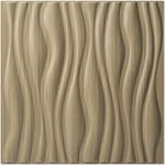 PVC Wave Board Textured 3D Wall Panels Walnut 19.7x19.7" 12 Pack
