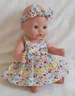 11"-12" Dolls Clothes Dress And Headband Summer Floral Print fits 30cm doll