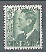 AUSTRALIA 1951 SG237d. KGVI 3d. GREY-GREEN - MNH