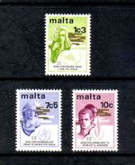 Malta 1973 Anniversaries complete set of 3 values (SG 504-506) MNH